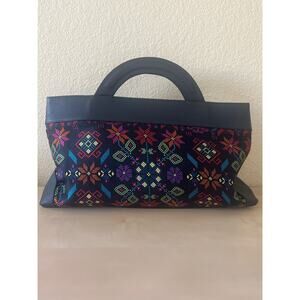 Pineda Covalin Colorful Silk Double Handle Handbag NWOT